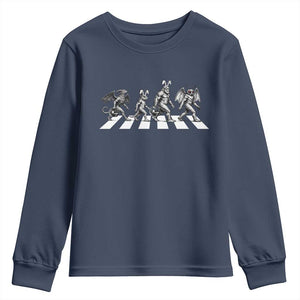 Funny Easter Cryptid Walk Youth Sweatshirt Bigfoot Mothman Jersey Devil Chupacabra TS12 Navy Print Your Wear