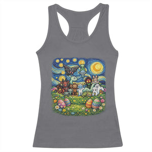 Funny Cryptid Starry Night Easter Racerback Tank Top Monster Lover Gift TS12 Charcoal Print Your Wear