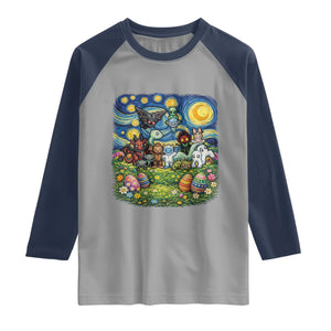 Funny Cryptid Starry Night Easter Raglan Shirt Monster Lover Gift TS12 Sport Gray Navy Print Your Wear