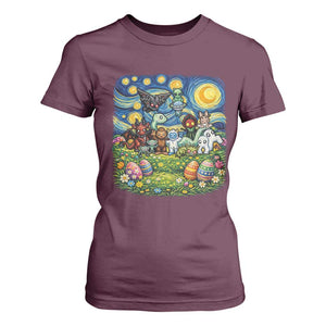 Funny Cryptid Starry Night Easter T Shirt For Women Monster Lover Gift TS12 Maroon Print Your Wear