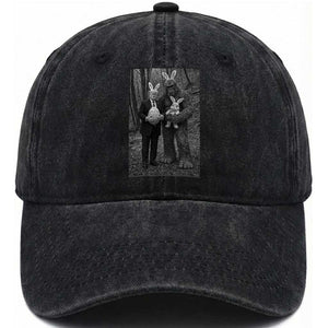 Funny Bigfoot And Trump Easter Selfie Gift Washed Cotton Baseball Cap TS12 Washed Cap Universal Fit Black Print Your Wear