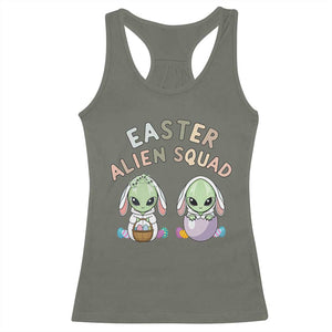 Funny Easter Alien Squad Bunny Ears Gift Racerback Tank Top TS12 Military Green Print Your Wear