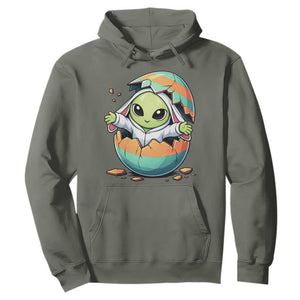 Funny Alien Bunny Ears Easter Hoodie Extraterrestrial Gift TS12 Military Green Print Your Wear