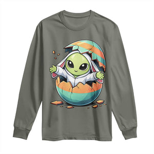 Funny Alien Bunny Ears Easter Long Sleeve Shirt Extraterrestrial Gift TS12 Military Green Print Your Wear
