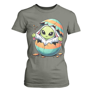 Funny Alien Bunny Ears Easter T Shirt For Women Extraterrestrial Gift TS12 Military Green Print Your Wear