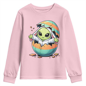Funny Alien Bunny Ears Easter Youth Sweatshirt Extraterrestrial Gift TS12 Light Pink Print Your Wear