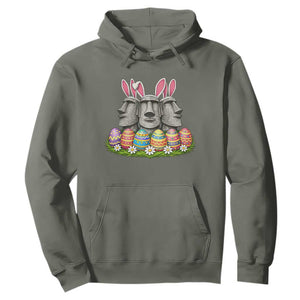 Easter Island Moai Bunny Ears Hoodie Funny Archaeology Gift TS12 Military Green Print Your Wear