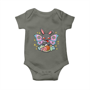 Funny Easter Bunny Mothman Loves Glazed Ham Baby Onesie TS12 Military Green Print Your Wear