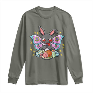 Funny Easter Bunny Mothman Loves Glazed Ham Long Sleeve Shirt TS12 Military Green Print Your Wear
