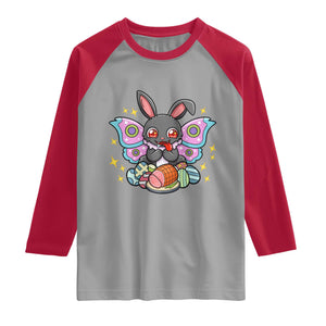 Funny Easter Bunny Mothman Loves Glazed Ham Raglan Shirt TS12 Sport Gray Red Print Your Wear