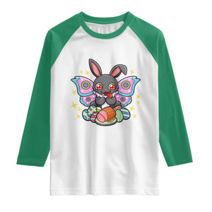 Funny Easter Bunny Mothman Loves Glazed Ham Raglan Shirt TS12 White Kelly Green Print Your Wear