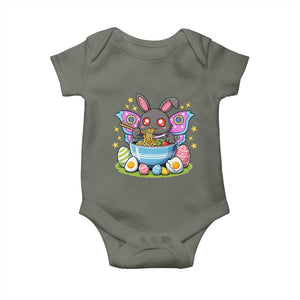 Funny Easter Mothman Eating Ramen Baby Onesie Cryptid Lover Gift TS12 Military Green Print Your Wear