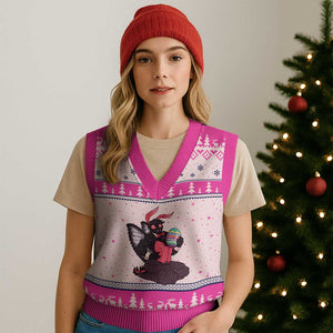 Sexy Easter Bunny Mothman V-Neck Knit Sweater Vest Cryptid Humor Gift TS12 Hot Pink Print Your Wear