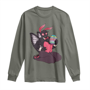 Sexy Easter Bunny Mothman Long Sleeve Shirt Cryptid Humor Gift TS12 Military Green Print Your Wear