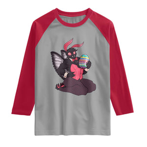 Sexy Easter Bunny Mothman Raglan Shirt Cryptid Humor Gift TS12 Sport Gray Red Print Your Wear