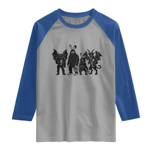 Funny Easter Cryptid Squad Raglan Shirt Bigfoot Mothman Jersey Devil Chupacabra Gift TS12 Sport Gray Royal Print Your Wear