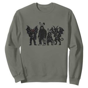 Funny Easter Cryptid Squad Sweatshirt Bigfoot Mothman Jersey Devil Chupacabra Gift TS12 Military Green Print Your Wear