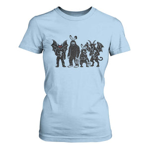 Funny Easter Cryptid Squad T Shirt For Women Bigfoot Mothman Jersey Devil Chupacabra Gift TS12 Light Blue Print Your Wear
