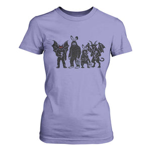 Funny Easter Cryptid Squad T Shirt For Women Bigfoot Mothman Jersey Devil Chupacabra Gift TS12 Violet Print Your Wear