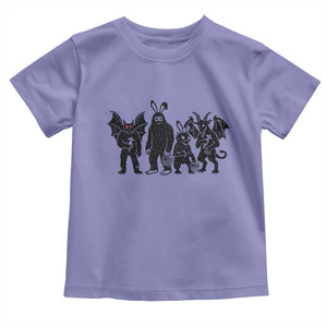 Funny Easter Cryptid Squad Toddler T Shirt Bigfoot Mothman Jersey Devil Chupacabra Gift TS12 Violet Print Your Wear