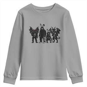 Funny Easter Cryptid Squad Youth Sweatshirt Bigfoot Mothman Jersey Devil Chupacabra Gift TS12 Sport Gray Print Your Wear