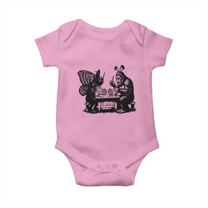 Funny Bigfoot And Mothman Egg Painting Baby Onesie Cryptid Easter Gift TS12 Light Pink Print Your Wear