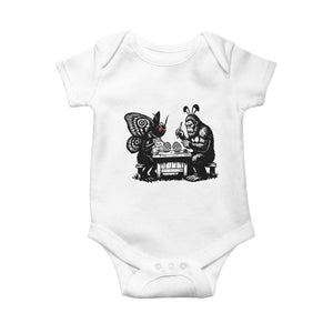 Funny Bigfoot And Mothman Egg Painting Baby Onesie Cryptid Easter Gift TS12 White Print Your Wear