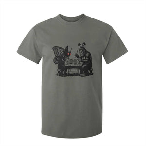 Funny Bigfoot And Mothman Egg Painting T Shirt For Kid Cryptid Easter Gift TS12 Military Green Print Your Wear