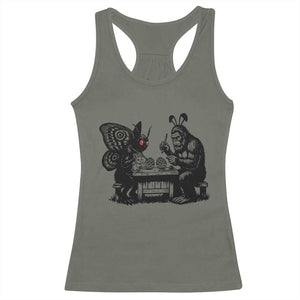 Funny Bigfoot And Mothman Egg Painting Racerback Tank Top Cryptid Easter Gift TS12 Military Green Print Your Wear