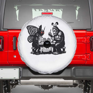 Funny Bigfoot And Mothman Egg Painting Spare Tire Cover Cryptid Easter Gift TS12 White Print Your Wear