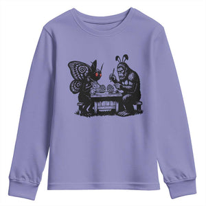 Funny Bigfoot And Mothman Egg Painting Youth Sweatshirt Cryptid Easter Gift TS12 Violet Print Your Wear