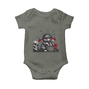 Gothic Easter Bunny Baby Onesie Dark Aesthetic Rabbit Gift TS12 Military Green Print Your Wear
