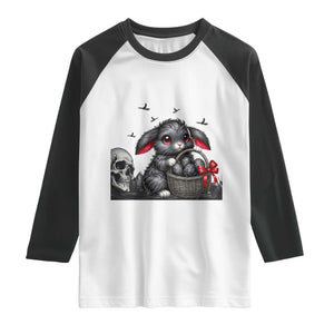 Gothic Easter Bunny Raglan Shirt Dark Aesthetic Rabbit Gift TS12 White Black Print Your Wear