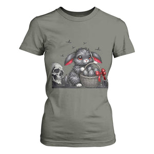 Gothic Easter Bunny T Shirt For Women Dark Aesthetic Rabbit Gift TS12 Military Green Print Your Wear