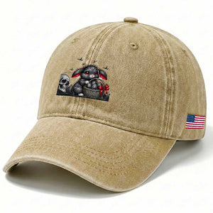 Gothic Easter Bunny Washed Cotton Baseball Cap Dark Aesthetic Rabbit Gift TS12 Print Your Wear