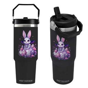Cute Spooky Easter Bunny Flip Straw Tumbler Pastel Goth Rabbit Gift TS12 One Size: 30 oz Black Print Your Wear