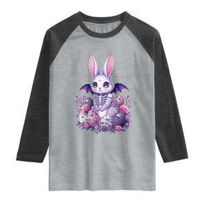 Cute Spooky Easter Bunny Raglan Shirt Pastel Goth Rabbit Gift TS12 Heather Gray Heather Charcoal Print Your Wear