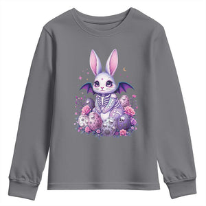 Cute Spooky Easter Bunny Youth Sweatshirt Pastel Goth Rabbit Gift TS12 Charcoal Print Your Wear