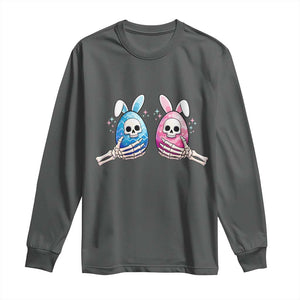 Gothic Easter Gift Long Sleeve Shirt Skeleton Hands Holding Easter Eggs TS12 Dark Heather Print Your Wear