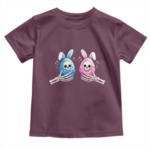 Gothic Easter Gift Toddler T Shirt Skeleton Hands Holding Easter Eggs TS12 Maroon Print Your Wear
