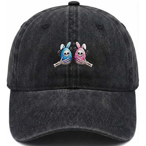 Gothic Easter Gift Washed Cotton Baseball Cap Skeleton Hands Holding Easter Eggs TS12 Washed Cap Universal Fit Black Print Your Wear