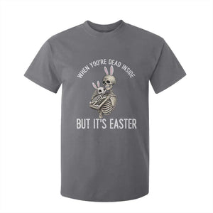 Funny Easter Bunny Skeleton T Shirt For Kid Dead Inside But It Is Easter TS12 Charcoal Print Your Wear