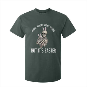 Funny Easter Bunny Skeleton T Shirt For Kid Dead Inside But It Is Easter TS12 Dark Forest Green Print Your Wear