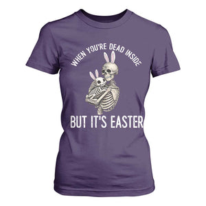 Funny Easter Bunny Skeleton T Shirt For Women Dead Inside But It Is Easter TS12 Purple Print Your Wear
