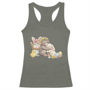 Cute Punch Baby Monkey Easter Racerback Tank Top Funny Animal Gift TS12 Military Green Print Your Wear