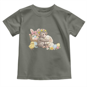 Cute Punch Baby Monkey Easter Toddler T Shirt Funny Animal Gift TS12 Military Green Print Your Wear