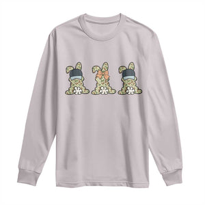 Camo Easter Bunny Long Sleeve Shirt Funny Hunter Easter Gift TS12 Ice Gray Print Your Wear