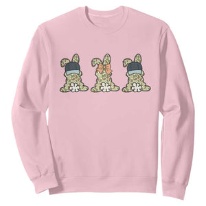 Camo Easter Bunny Sweatshirt Funny Hunter Easter Gift TS12 Light Pink Print Your Wear