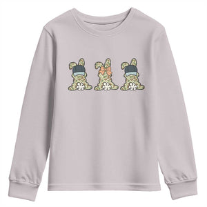 Camo Easter Bunny Youth Sweatshirt Funny Hunter Easter Gift TS12 Ice Gray Print Your Wear