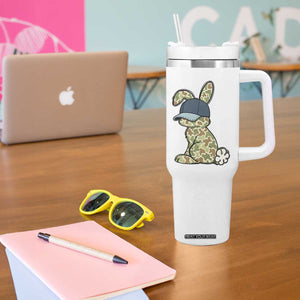 Camouflage Bunny Tumbler With Handle Funny Hunter Easter Gift TS12 Print Your Wear